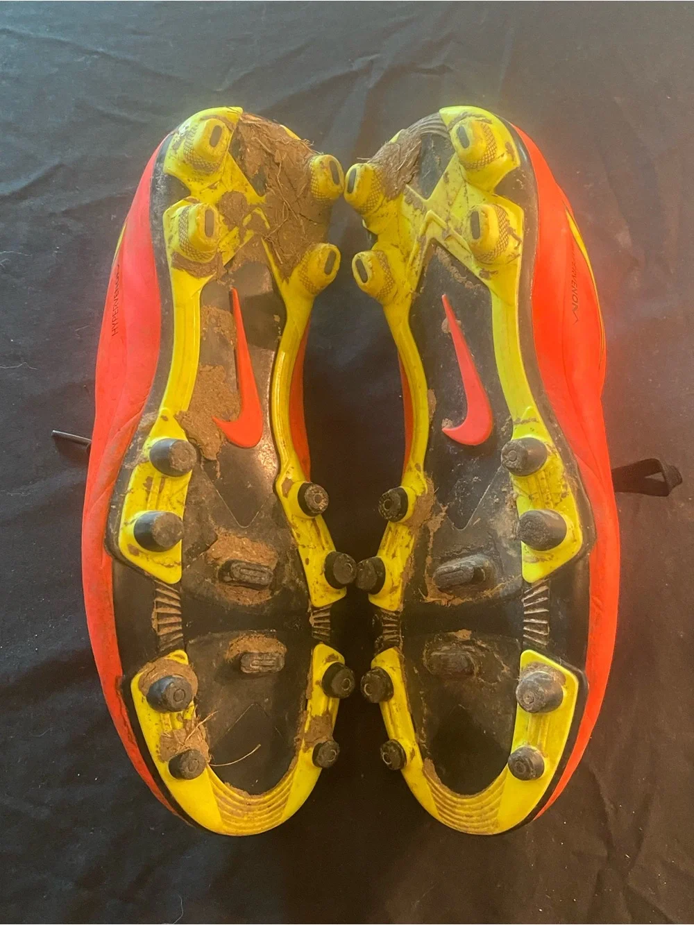 Nike hyper venom Bright orange outdoor Soccer Cleats with Yellow Accents